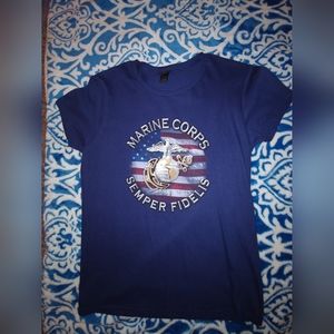 NWO Tags Harley Davison Marine Corp t-shirt. Med. Blue.